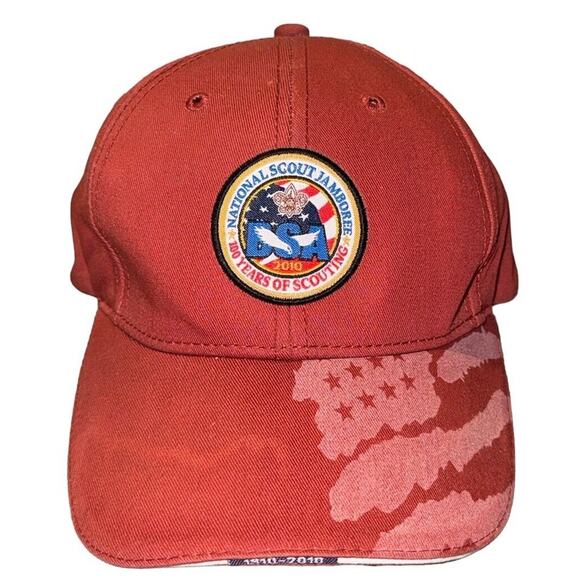 2010 Boy Scouts of America Jamboree Hat Red Cap 100 Years of Scouting Adjustable - Picture 1 of 5